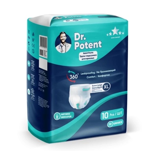 پوشک بزرگسال شورتی دکتر پوتنت بسته 10 عددی موجود در سه سایز مختلف