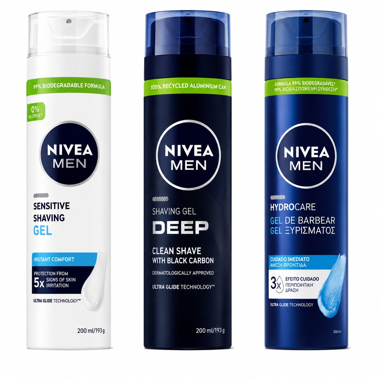 ژل اصلاح صورت مردانه نیوآ من مدلهای Sensitive، Deep و Hydrocare NIVEA Men Shaving Gel Sensitive Deep Hydrocare 200ml