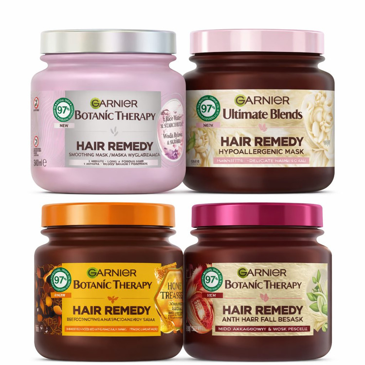 ماسک مو گارنیر Hair Remedy حجم 340 میل اورجینال ترمیم، تغذیه و مراقبت از انواع مو