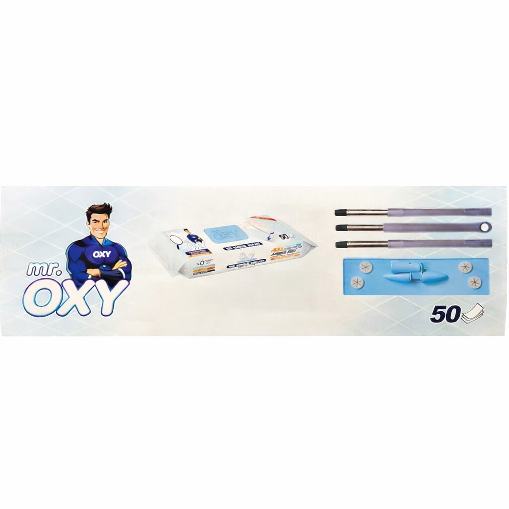 دستمال مرطوب نظافت کف مستر اوکسی همراه با طی Mr. OXY Floor Cleaning Towel بسته 50 عددی اورجینال