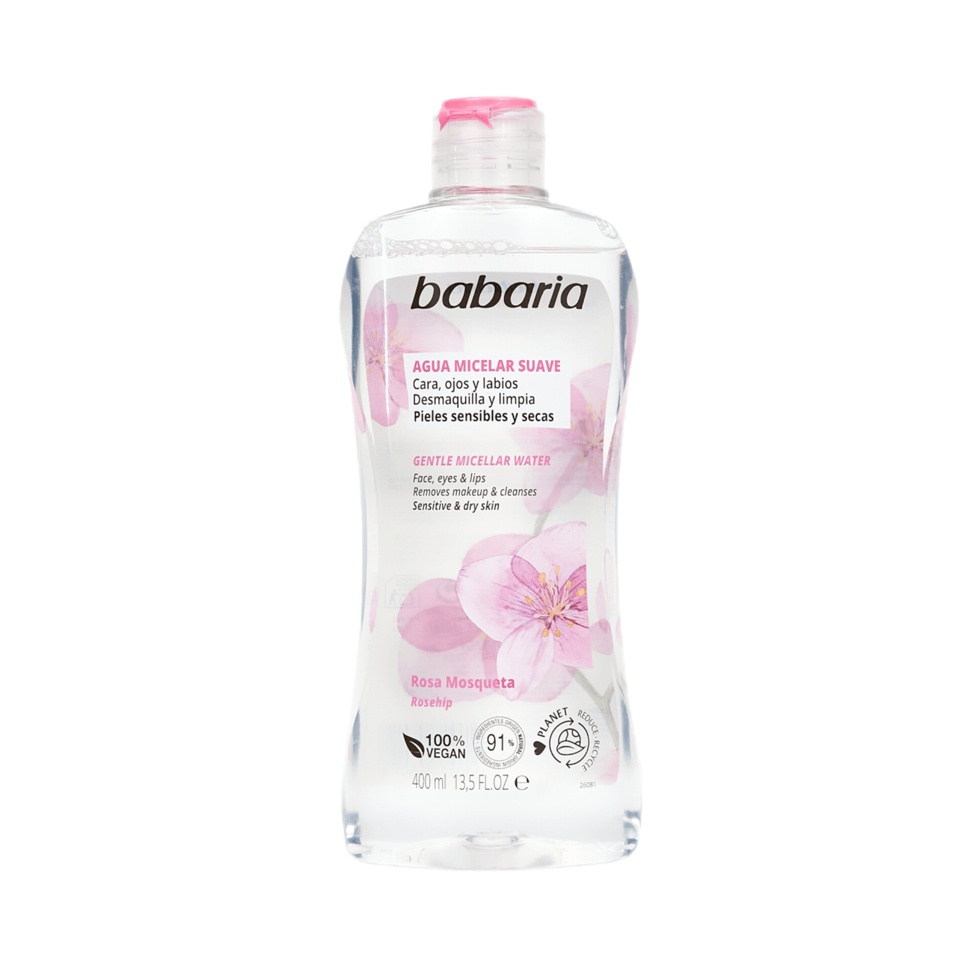 میسلار واتر ملایم باباریا با رز هیپ Babaria Gentle Micellar Water Rosehip باباریا حجم 400 میل اورجینال