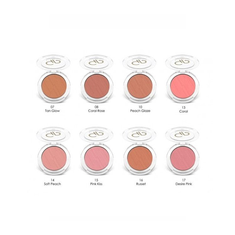 رژگونه پودری طلایی گلدن رز مدل Powder Blush بافت مخملی، ماندگاری بالا و رنگبندی متنوع