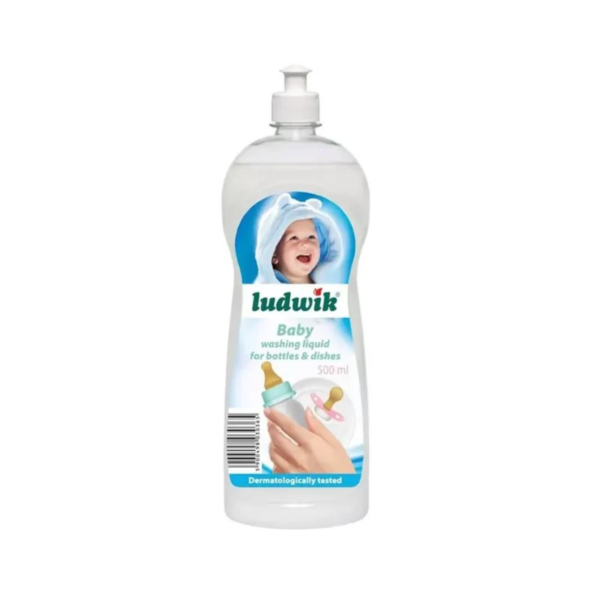 مایع شستشوی شیشه شیر و ظروف کودک لودویک Ludwik Baby حجم 500 میل اورجینال پاککننده ملایم شیشه شیر، پستانک و ظروف کودک
