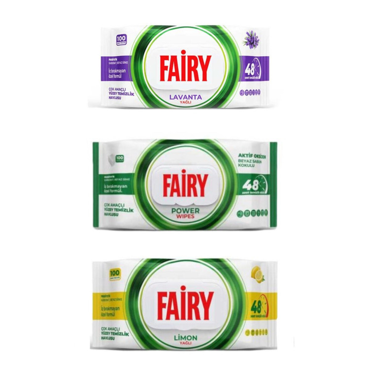 دستمال مرطوب چندمنظوره فیری پاور وایپس Fairy Power Wipes Multi Purpose Cleaning Wipes فیری 100 عددی