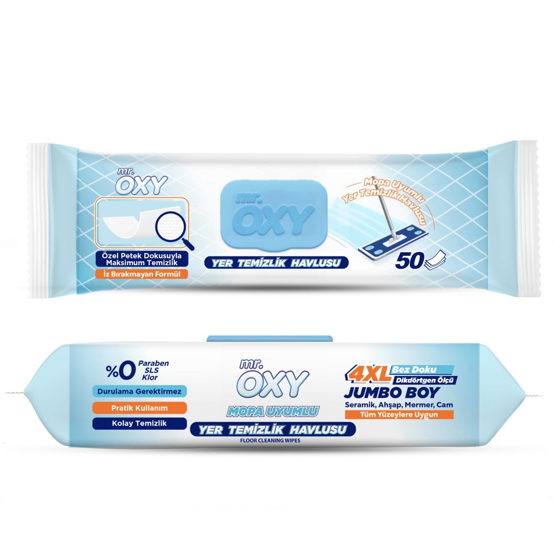 دستمال مرطوب مخصوص طی مستر اوکسی Mr.Oxy بسته 50 عددی