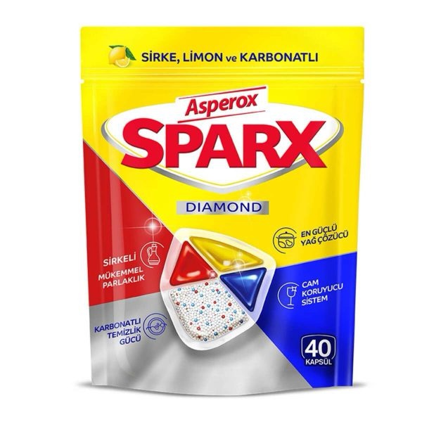 قرص ماشین ظرفشویی آسپروکس مدل Sparx Diamond بسته 40 عددی