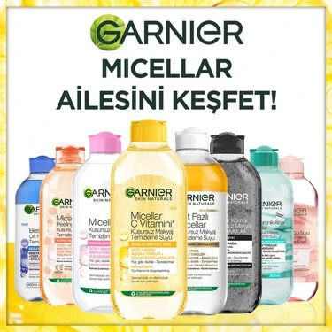 میسلار واتر گارنیر ویتامین C حجم 400 میل اورجینال روشنکننده، پاککننده آرایش و شادابکننده پوست