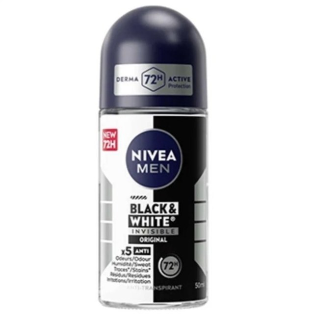 مام رولی نیوا Nivea مردانه مدل Black and White Invisible Original حجم 50 میل