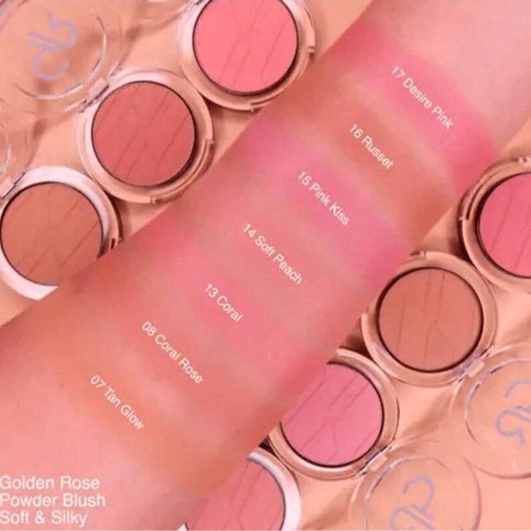 رژ گونه پودری گلدن رز رنگ Pink Kiss شماره 15