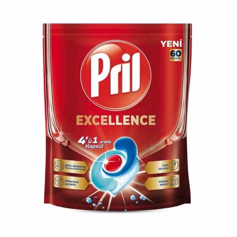 قرص ماشین ظرفشویی 4 در 1 پریل مدل Excellence بسته 60 عددی