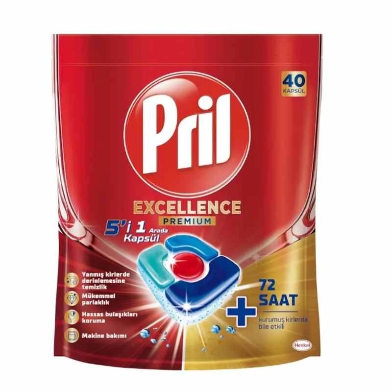قرص ماشین ظرفشویی 5 در 1 پریل مدل Excellence بسته 40 عددی