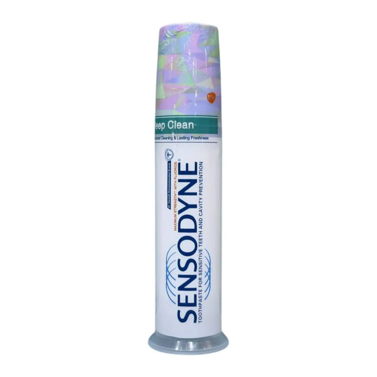 خمیر دندان پمپی سنسوداین مدل Deep Clean مناسب برای دندانهای حساس و پیشگیری از پوسیدگی حجم 100 میل