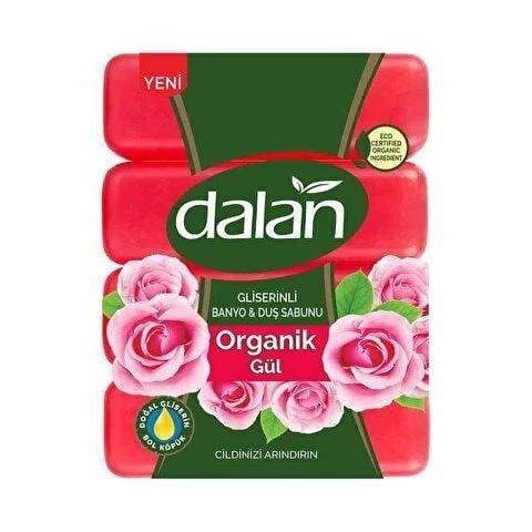 صابون دالان حاوی گلیسیرین با رایحه گل رز ارگانیک بسته 4 عددی 600 گرم