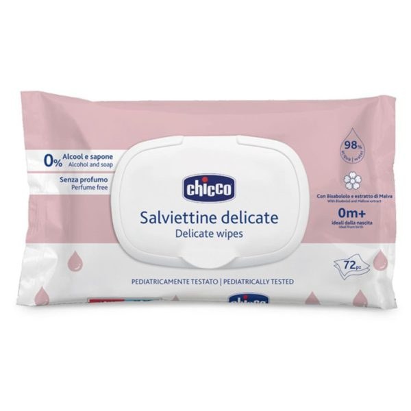 دستمال مرطوب 98 درصد آب چیکو مدل salviettine تعداد 72 عددی