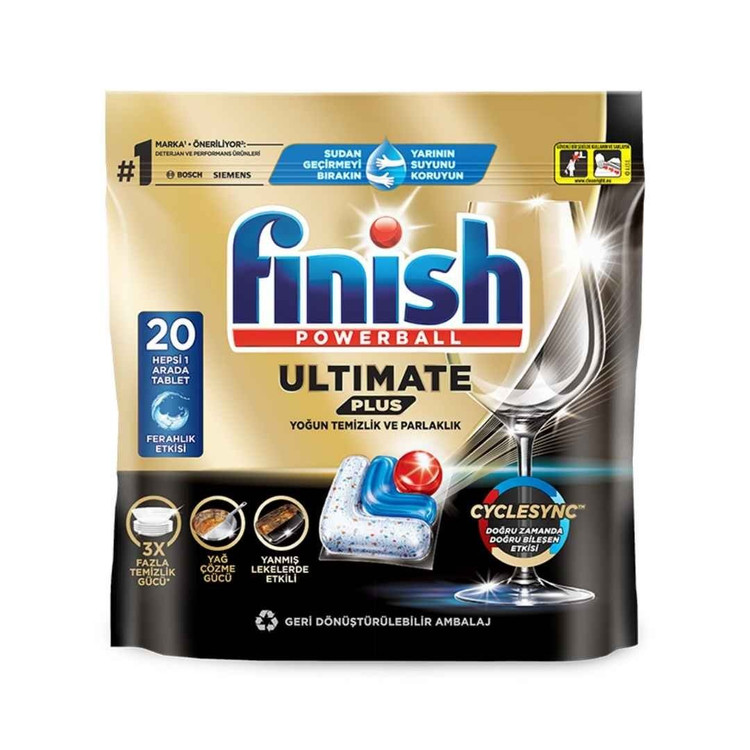 قرص ماشین ظرفشویی فینیش Finish مدل آلتیمیت پلاس Ultimate Plus بسته 20 عددی