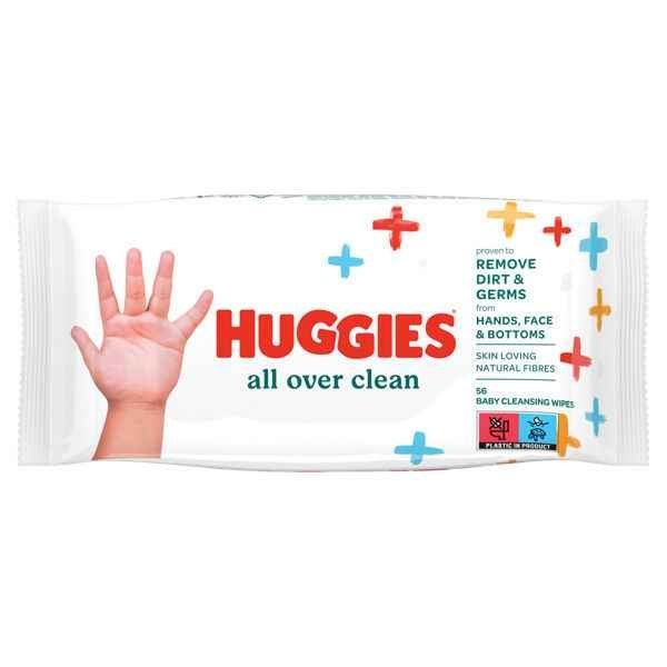 دستمال مرطوب پاک کننده کودک هاگیز Huggies مدل All Over Clean بسته 56 عددی