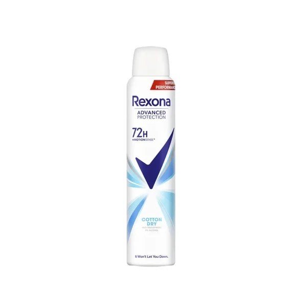 اسپری دئودورانت زنانه 72 ساعته رکسونا مدل COTTON DRY حجم 200 میل