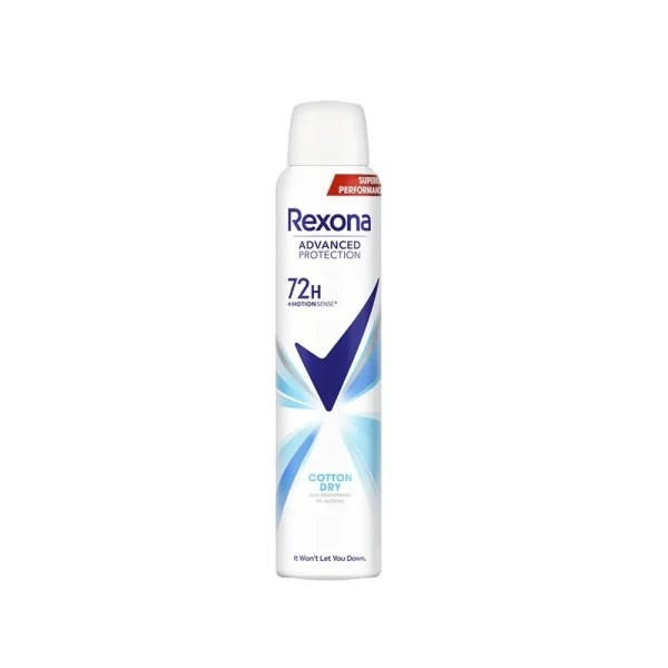 اسپری دئودورانت زنانه 72 ساعته رکسونا مدل COTTON DRY حجم 200 میل