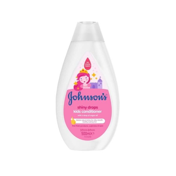 نرم کننده مو کودک جانسون مدل Johnsons Shiny Drops حاوی یک قطره روغن آرگان حجم 500 میل اروپایی