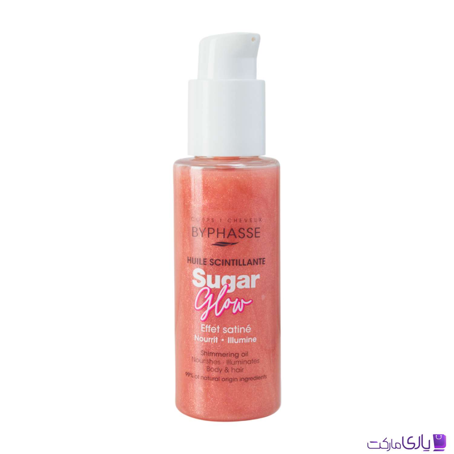 روغن اکلیلی درخشانکننده بدن و مو بایفاس مدل Sugar Glow با جلوه ساتنی حجم 100 میل