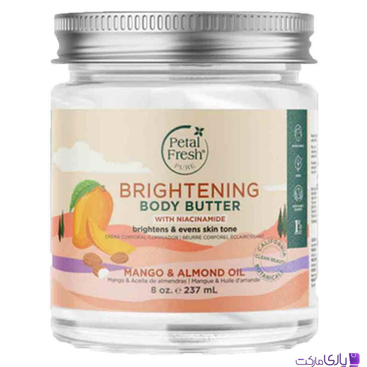 کره بدن پتال فرش Petal Fresh مدل Brightening حاوی روغن بادام و انبه حجم 237 میل