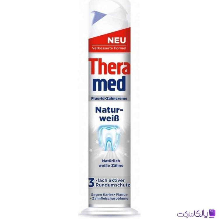 خمیر دندان پمپی ترامد Thera Med سفید کننده و ضد جرم حجم 100 میل