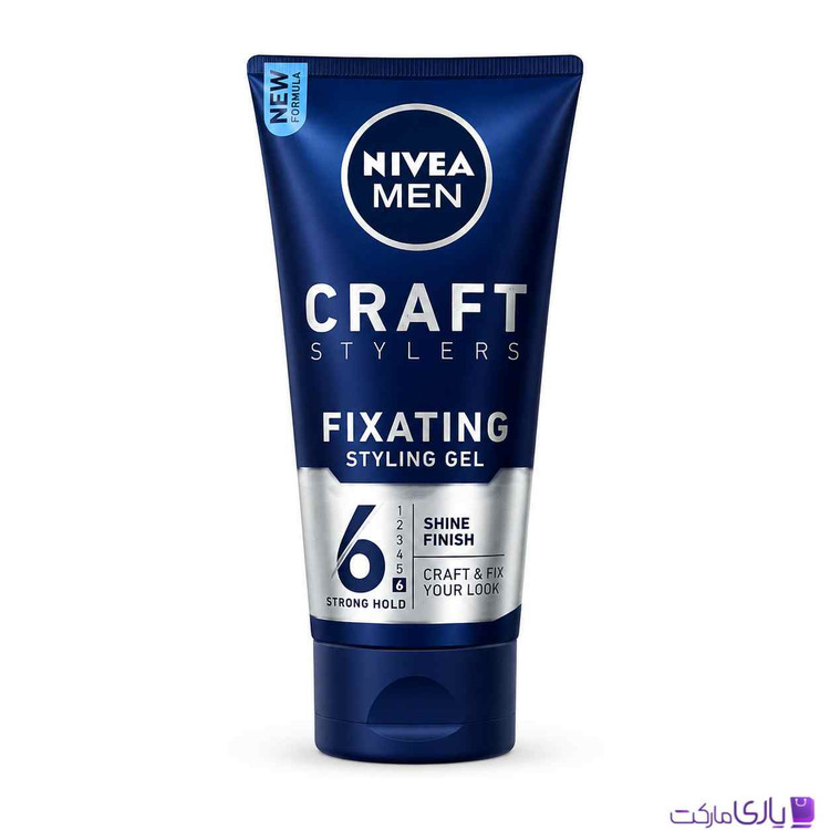 ژل حالتدهنده مو نیوآ مدل Craft Stylers Fixating با قدرت نگهداری بسیار قوی شماره 6 و نمای نهایی براق حجم 150 میل