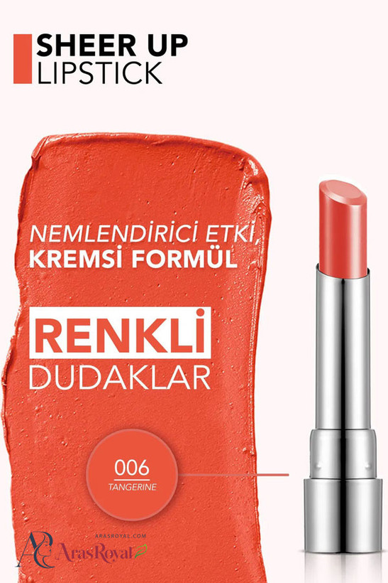 رژ لب جامد شیر آپ فلورمار Flormar Sheer Up شماره 006 رنگ Tangerine