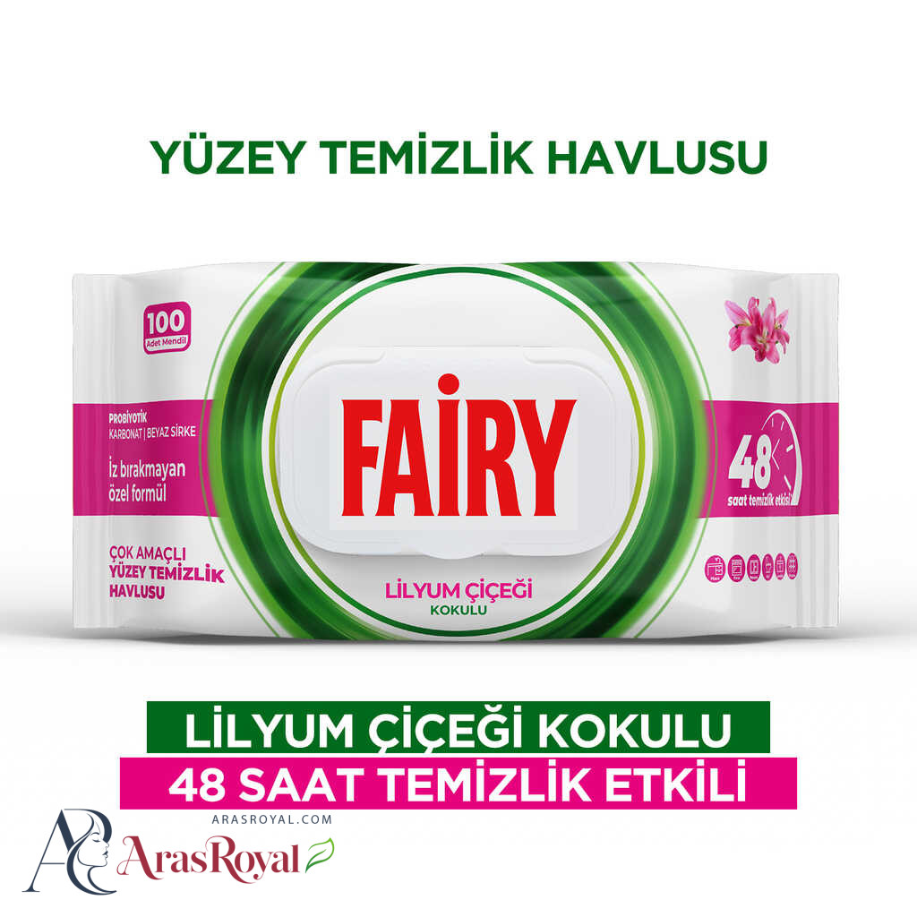 دستمال مرطوب چند منظوره سطوح فیری Fairy رایحه لیلوم بسته 100 عددی