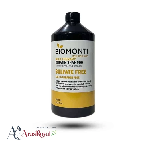 شامپو سر بدون سولفات بیومونتی (بیومنتی) Biomonti ضد ریزش حاوی عصاره شیر بز 1000 میل