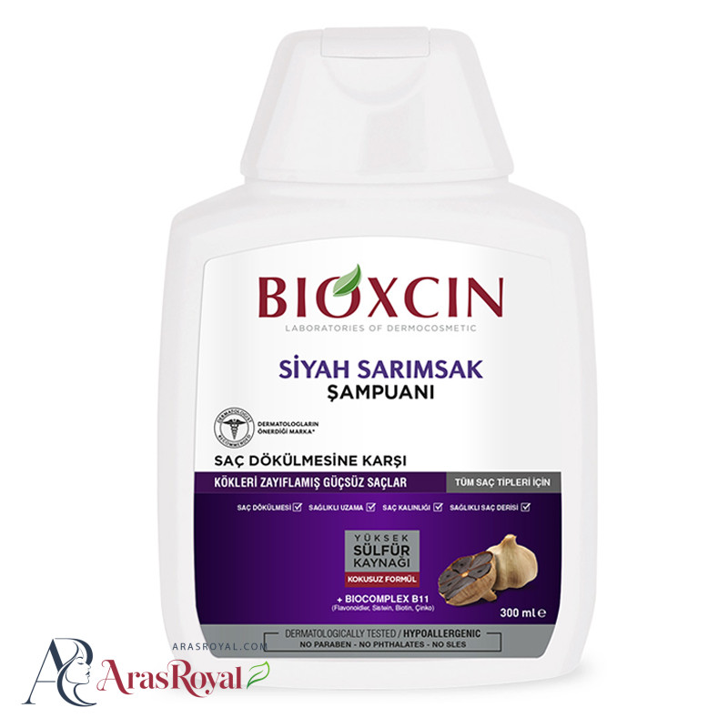 شامپو سر بیوکسین حاوی سیر سیاه بدون سولفات 300 میل BIOXCIN BLACK GARLIC SHAPOO
