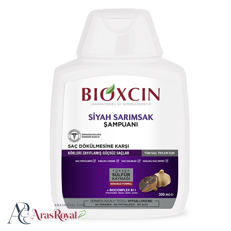 شامپو سر بیوکسین حاوی سیر سیاه بدون سولفات 300 میل BIOXCIN BLACK GARLIC SHAPOO
