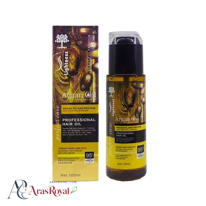 روغن آرگان و تقویت کننده لایتنس Lightness حجم 100 میل بدون سولفات