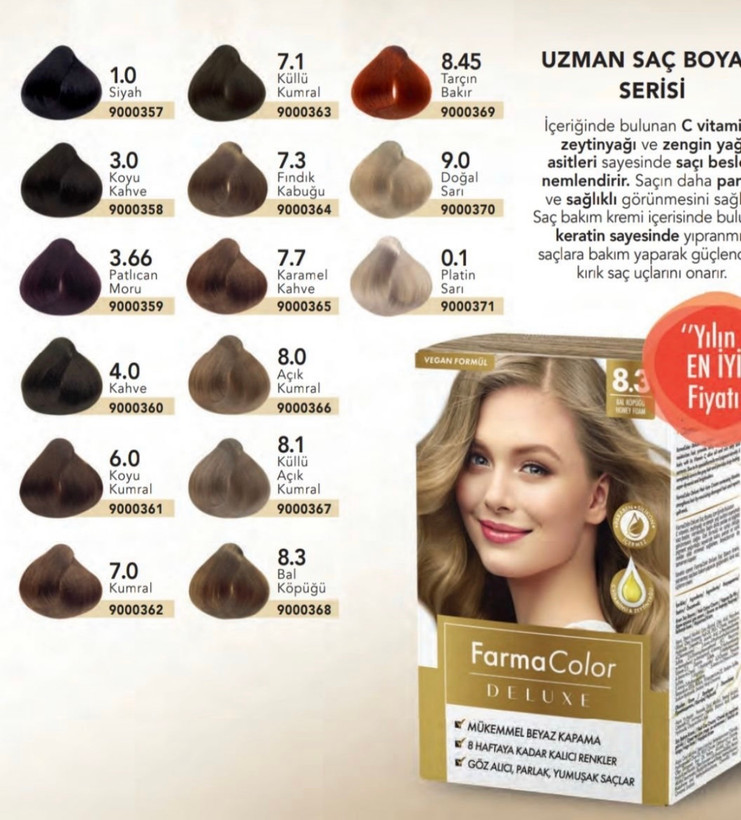 رنگ موی فارماسی موجود در 3 شماره Framcolor Glamour حجم 100 میل پوشش کامل موهای سفید