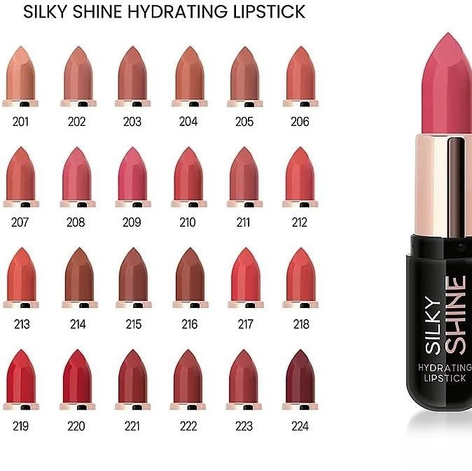 رژ لب جامد مخملی براق گلدن رز مدل Silky Shine شماره 205