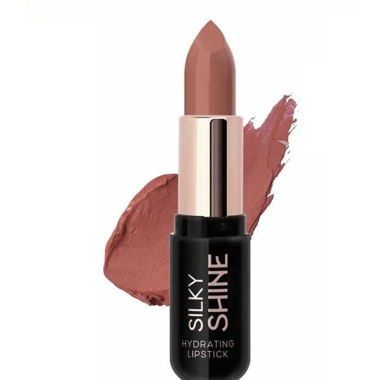 رژ لب جامد مخملی براق گلدن رز مدل Silky Shine شماره 205