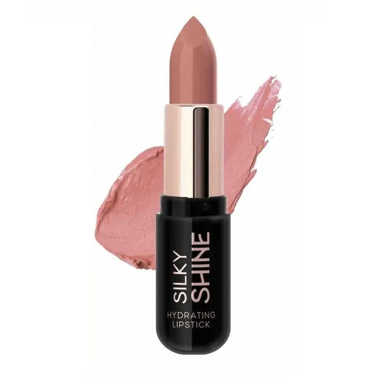 رژ لب جامد مخملی براق گلدن رز مدل Silky Shine شماره 202