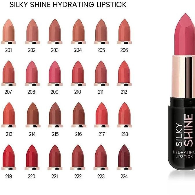 رژ لب جامد مخملی براق گلدن رز مدل Silky Shine شماره 204